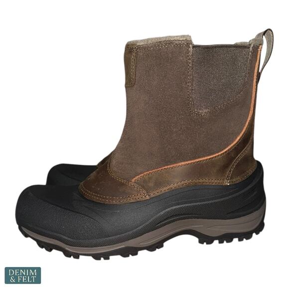 Eddie Bauer Snowfoil Pull-On Winter Boots Men’s Size 11 Timber Brown Waterproof - Picture 2 of 11